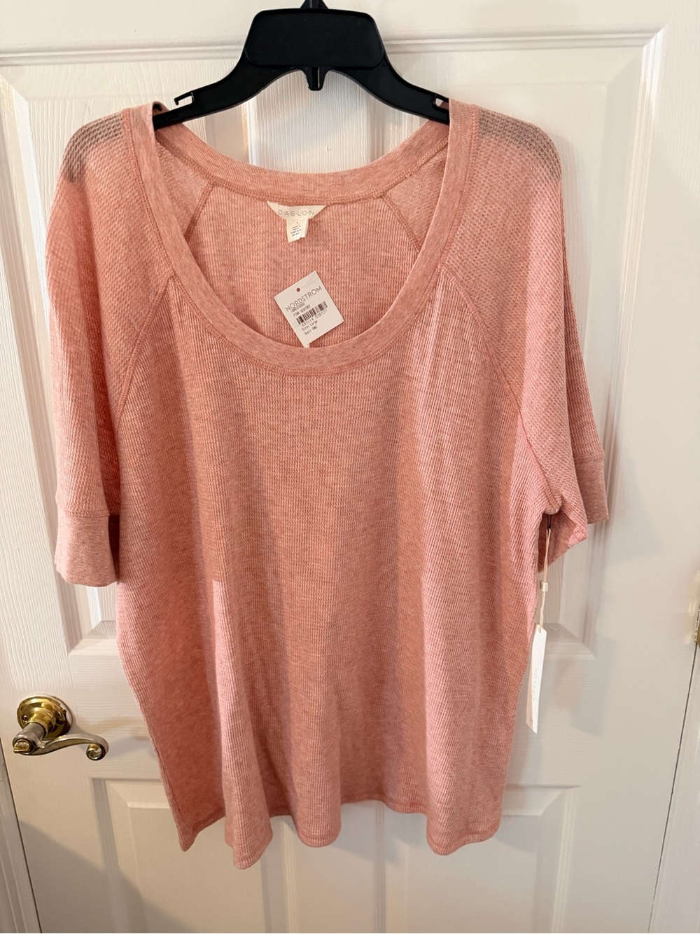 Caslon Soft Pink Scoop Neck Short Sleeve Sweater